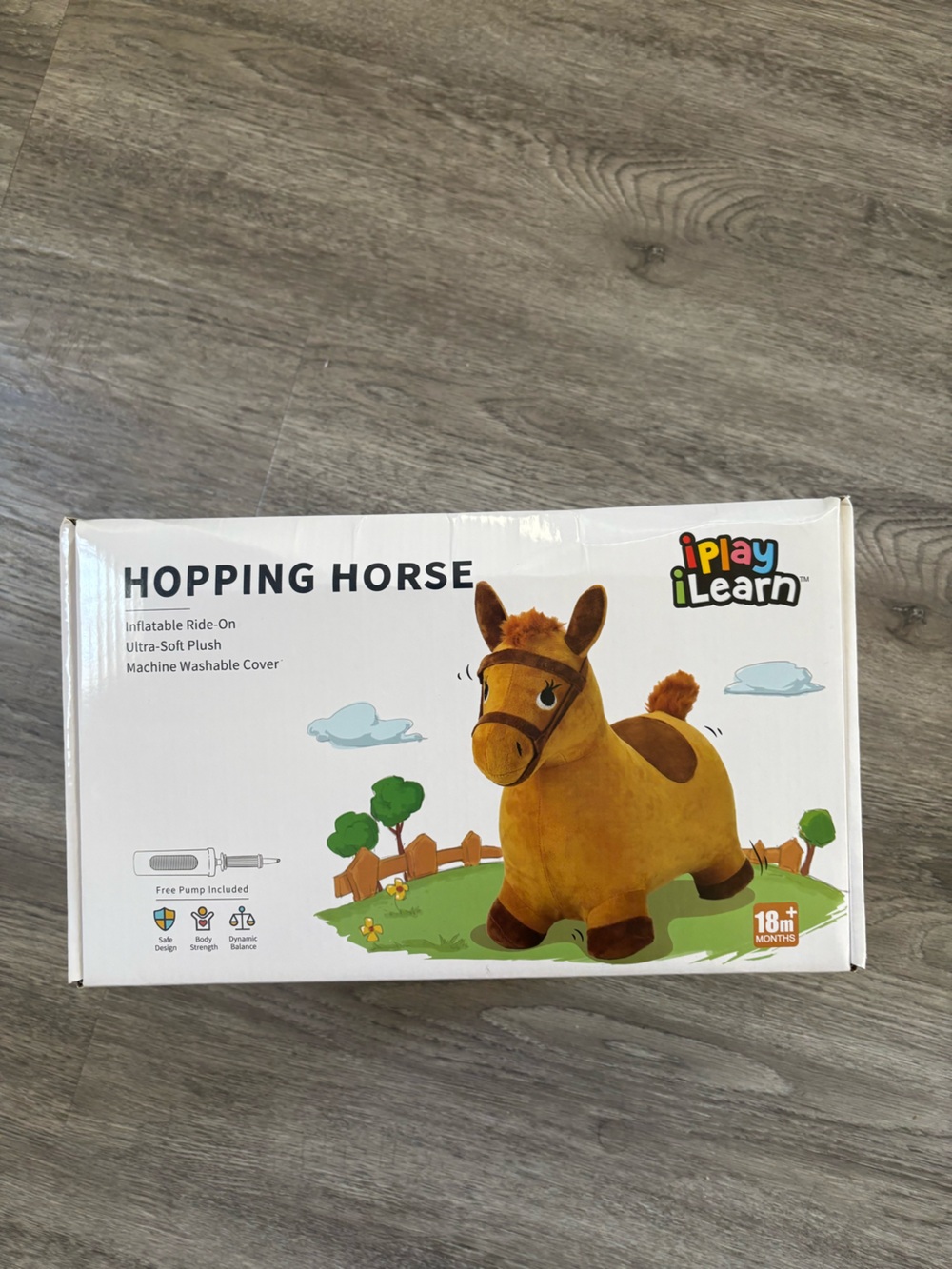 iPlay Learn Hopping Horse Inflatable Ride-On Plush Toy